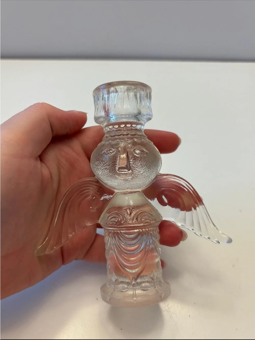 Clear Glass Angel Candle Holder